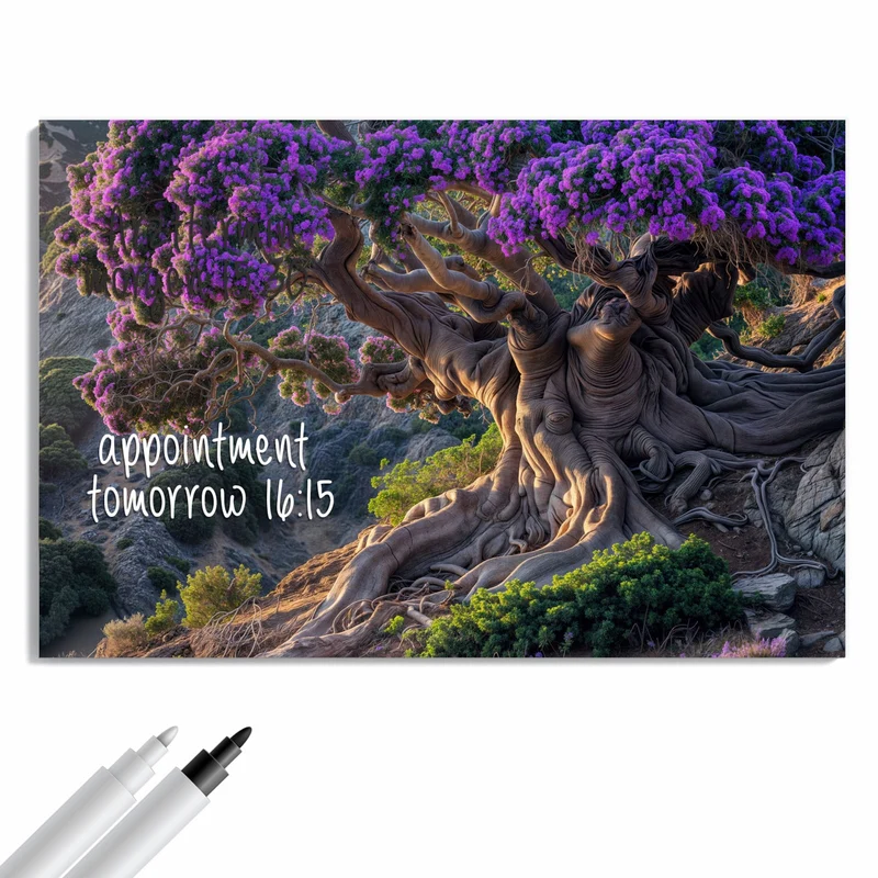 Metall Magnettafel - Baum mit lila Blüten