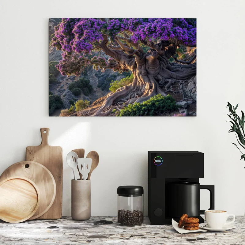 Metall Magnettafel - Baum mit lila Blüten
