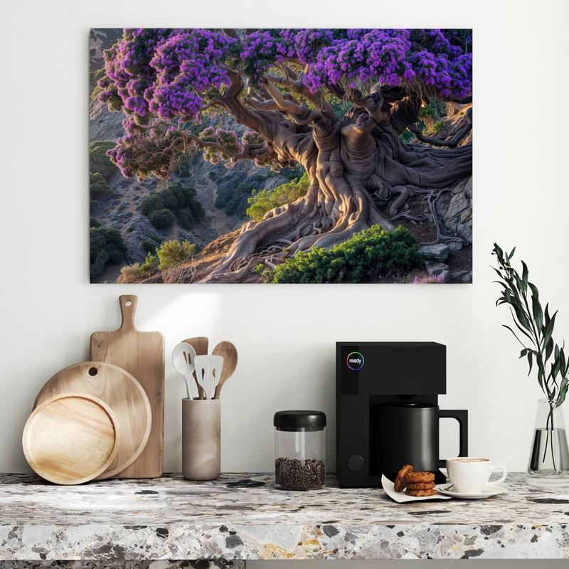 Metall Magnettafel - Baum mit lila Blüten