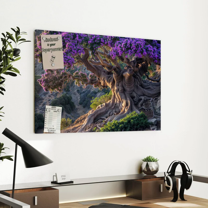 Metall Magnettafel - Baum mit lila Blüten