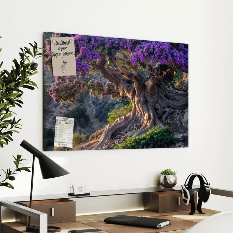 Metall Magnettafel - Baum mit lila Blüten