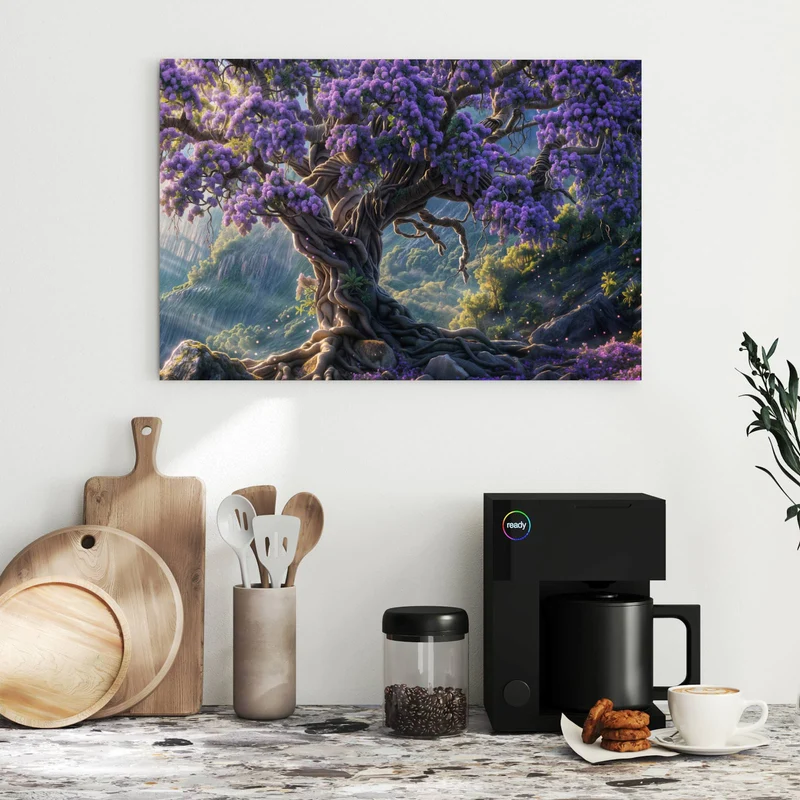 Metall Magnettafel - Baum in Fliederblüte