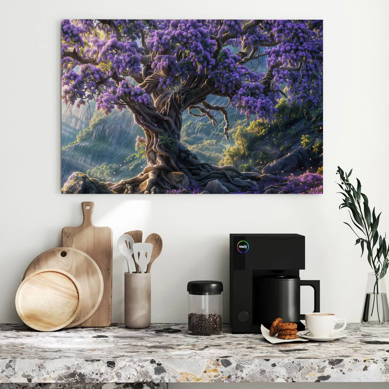 Metall Magnettafel - Baum in Fliederblüte