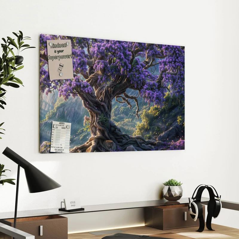Metall Magnettafel - Baum in Fliederblüte