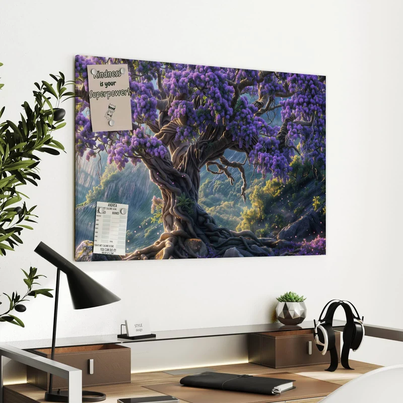 Metall Magnettafel - Baum in Fliederblüte
