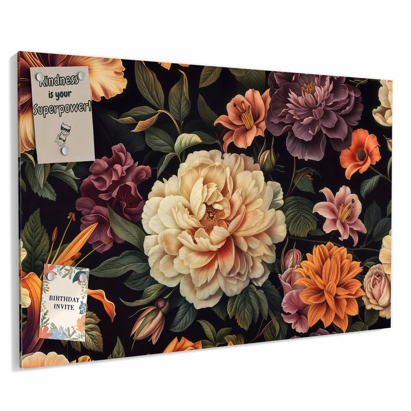 Metall Magnettafel - Barocke Blüten