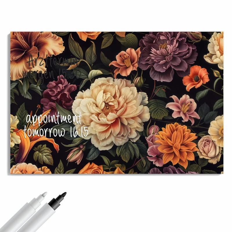 Metall Magnettafel - Barocke Blüten