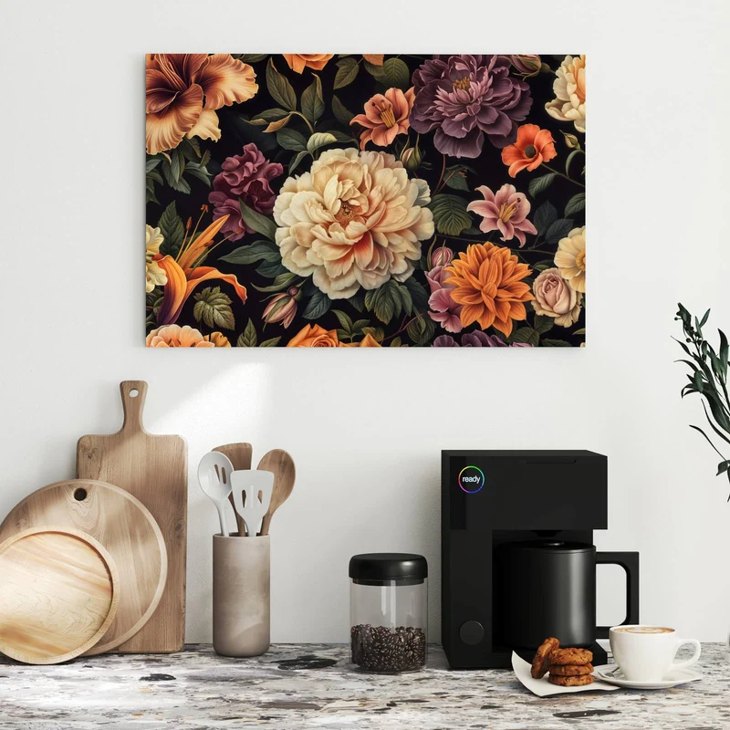 Metall Magnettafel - Barocke Blüten