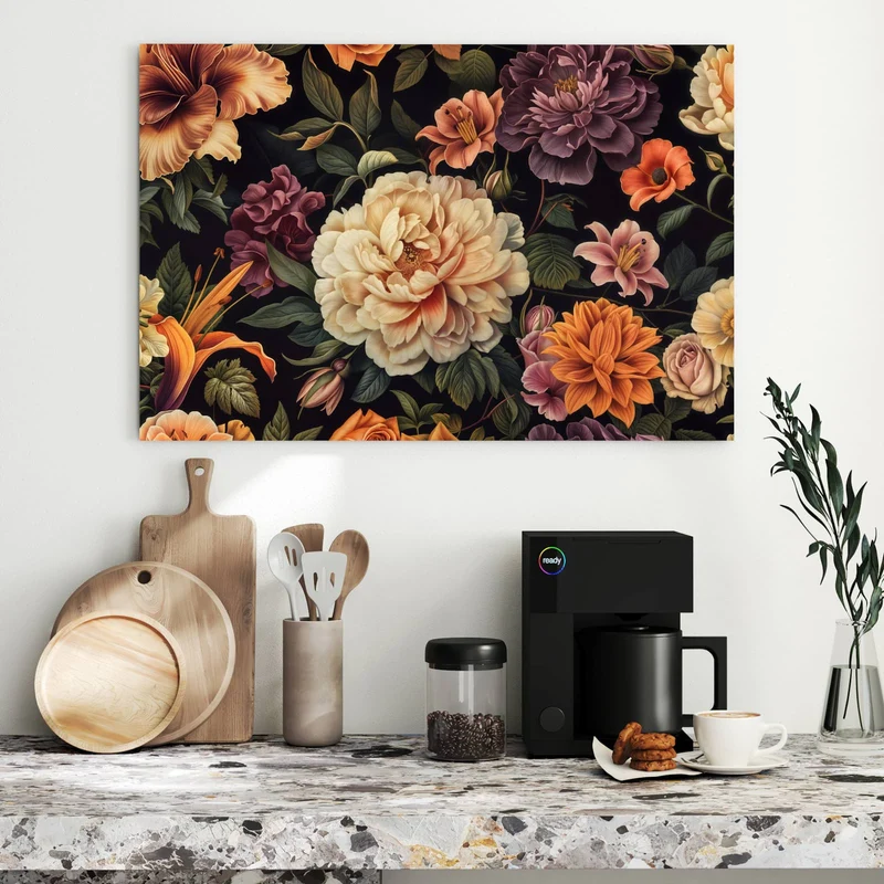Metall Magnettafel - Barocke Blüten