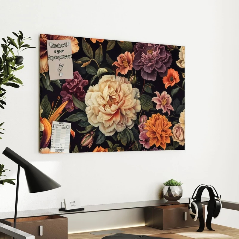 Metall Magnettafel - Barocke Blüten