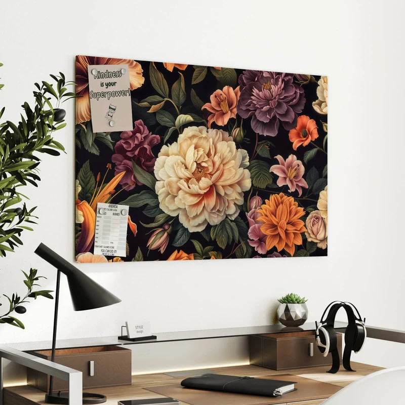 Metall Magnettafel - Barocke Blüten