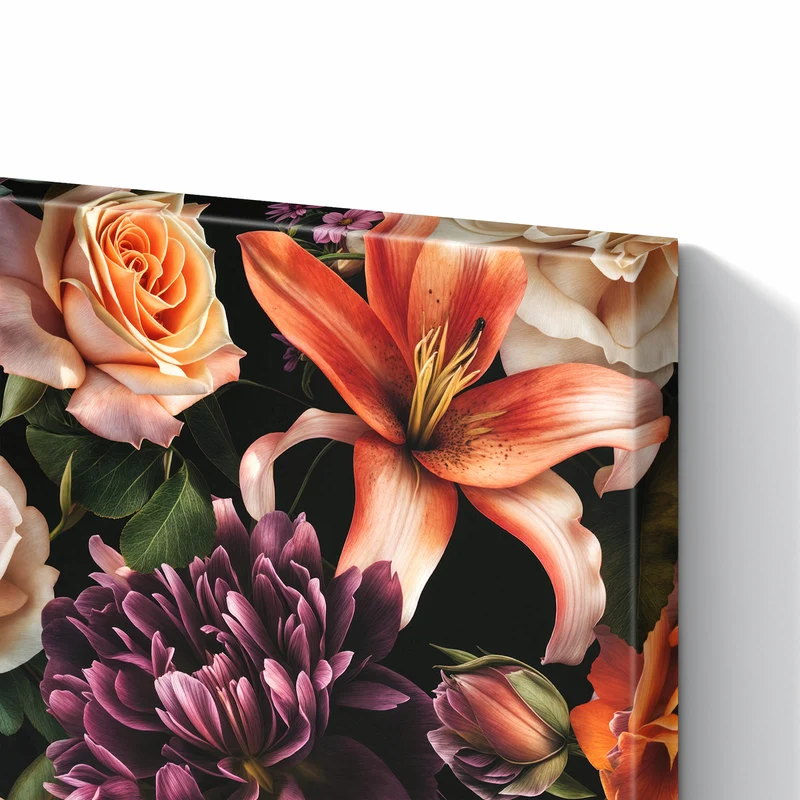 Metall Magnettafel - Lilien und Rosen