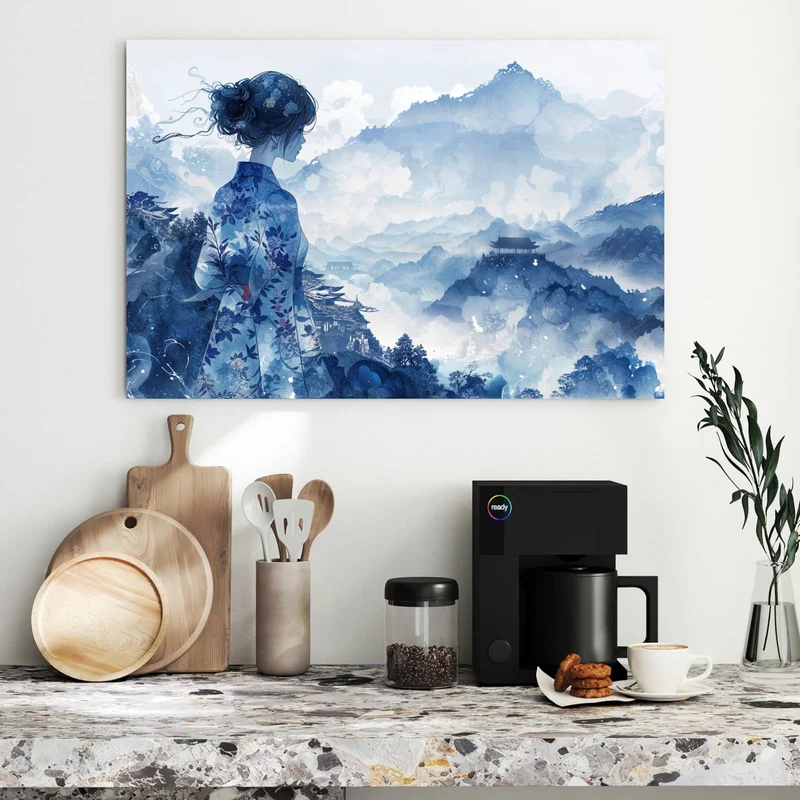 Metall Magnettafel - Frau im Kimono