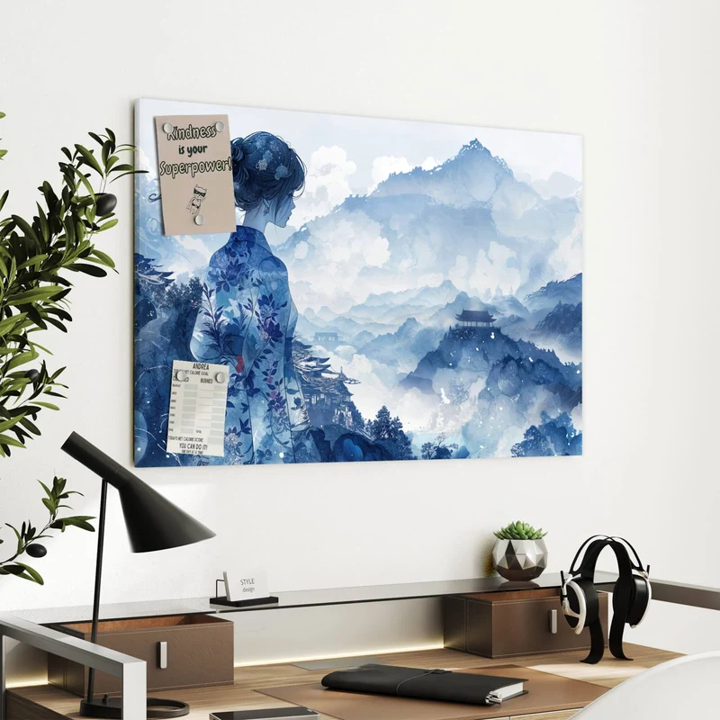 Metall Magnettafel - Frau im Kimono