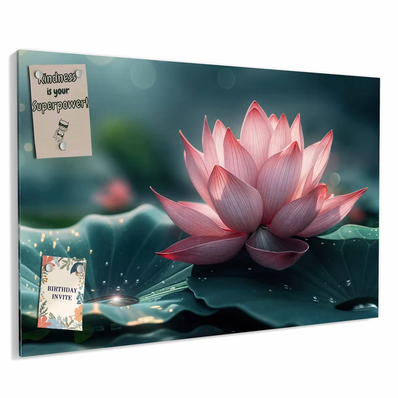 Metall Magnettafel - Rosa Lotusblüte