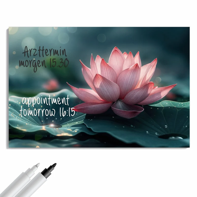 Metall Magnettafel - Rosa Lotusblüte