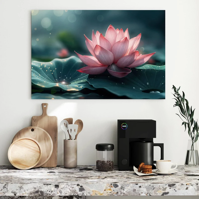 Metall Magnettafel - Rosa Lotusblüte
