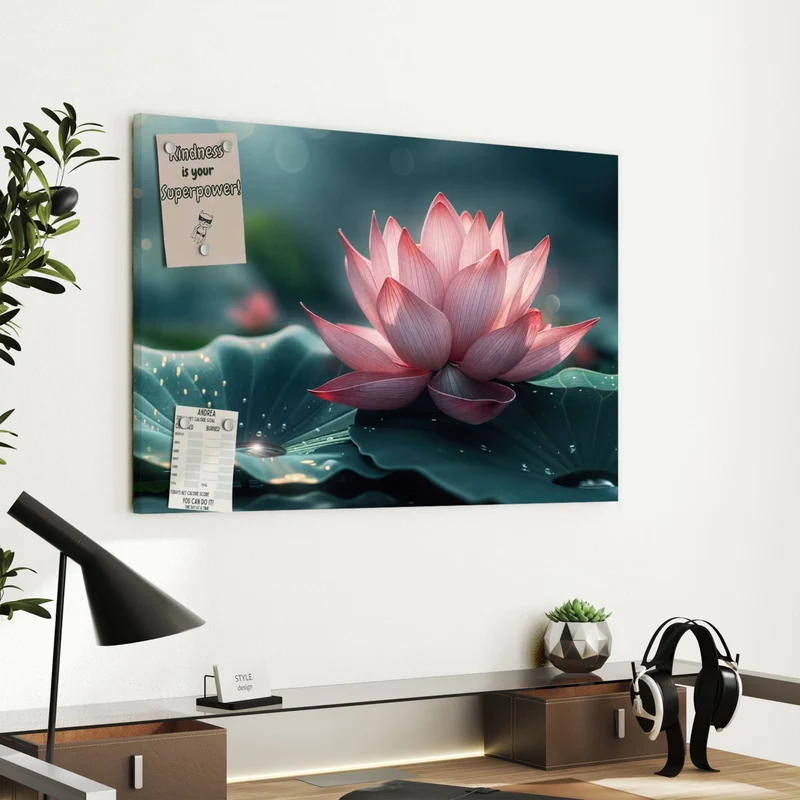 Metall Magnettafel - Rosa Lotusblüte