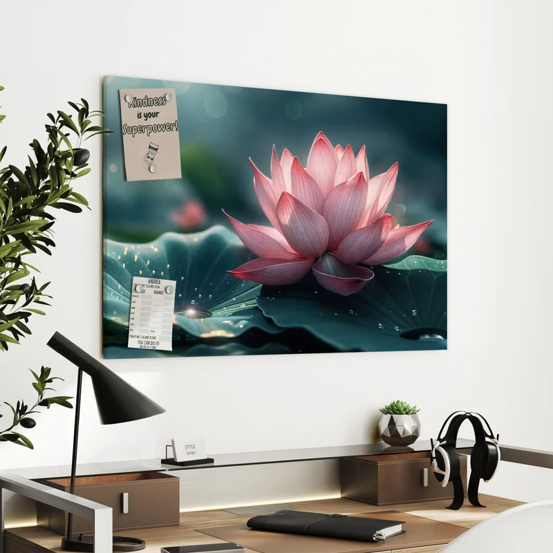Metall Magnettafel - Rosa Lotusblüte