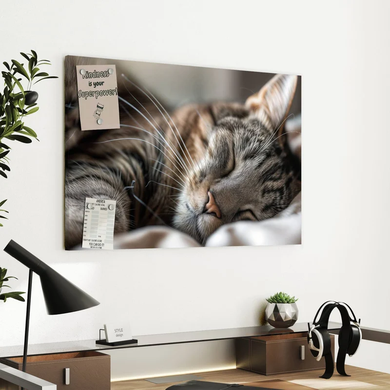 Metall Magnettafel - Schlummernde Katze