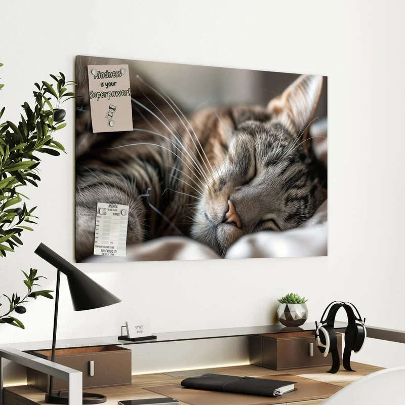 Metall Magnettafel - Schlummernde Katze