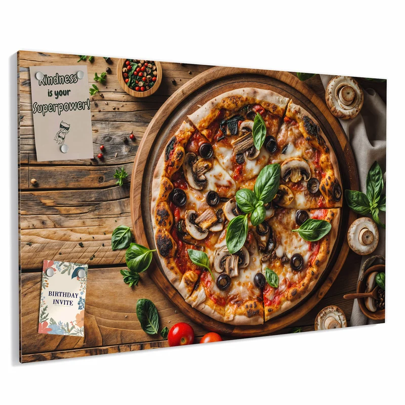 Metall Magnettafel - Pizza mit Champignons