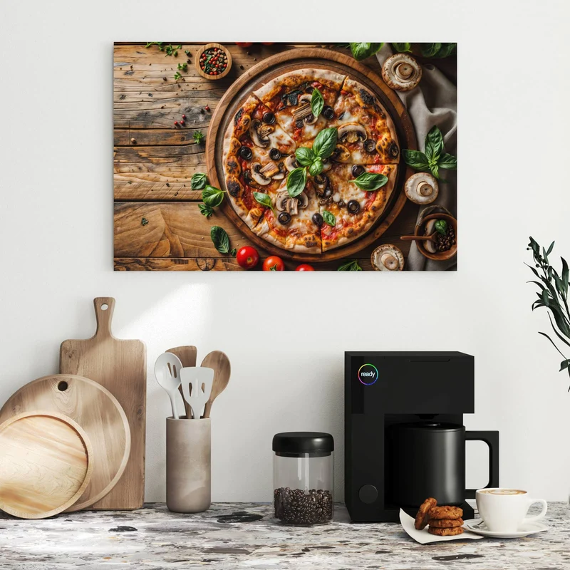 Metall Magnettafel - Pizza mit Champignons