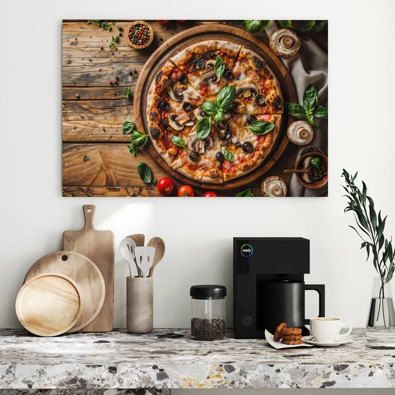 Metall Magnettafel - Pizza mit Champignons