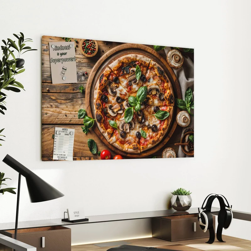 Metall Magnettafel - Pizza mit Champignons
