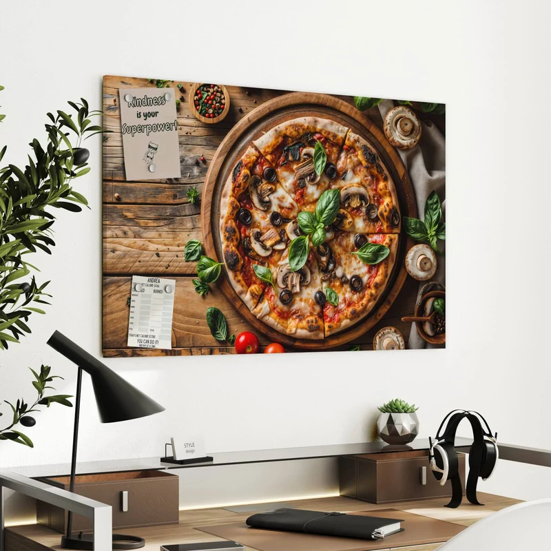 Metall Magnettafel - Pizza mit Champignons