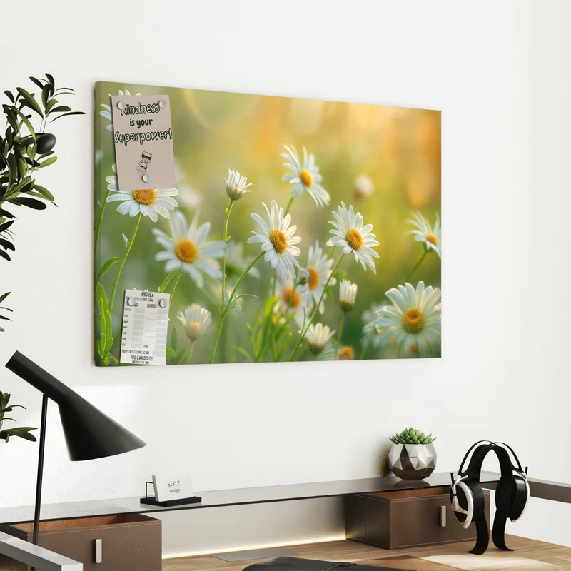 Metall Magnettafel - Weiße Margeriten
