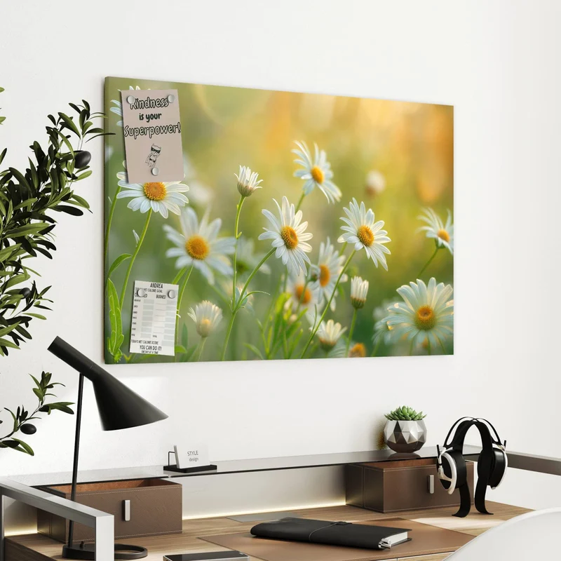 Metall Magnettafel - Weiße Margeriten