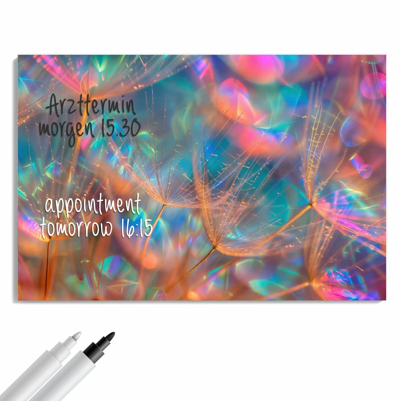 Metall Magnettafel - Bunte Pusteblume