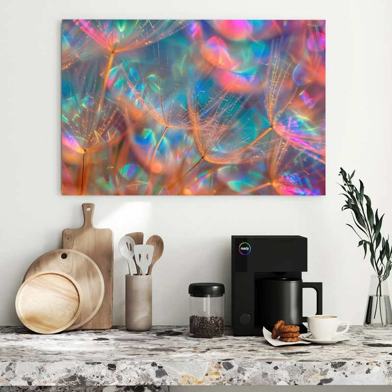 Metall Magnettafel - Bunte Pusteblume