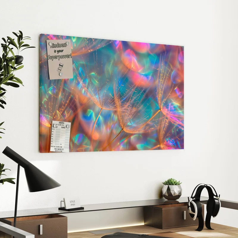 Metall Magnettafel - Bunte Pusteblume