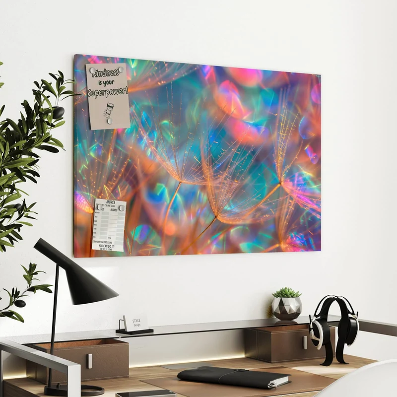 Metall Magnettafel - Bunte Pusteblume