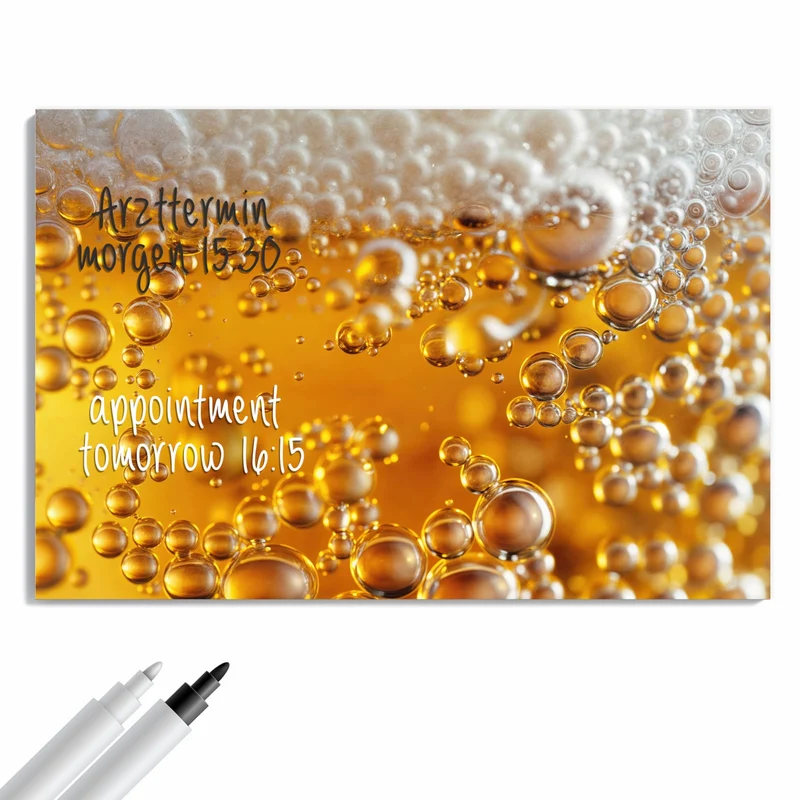 Metall Magnettafel - Goldene Bläschen
