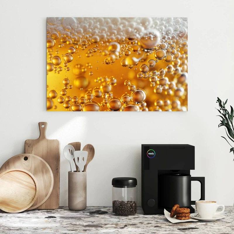 Metall Magnettafel - Goldene Bläschen