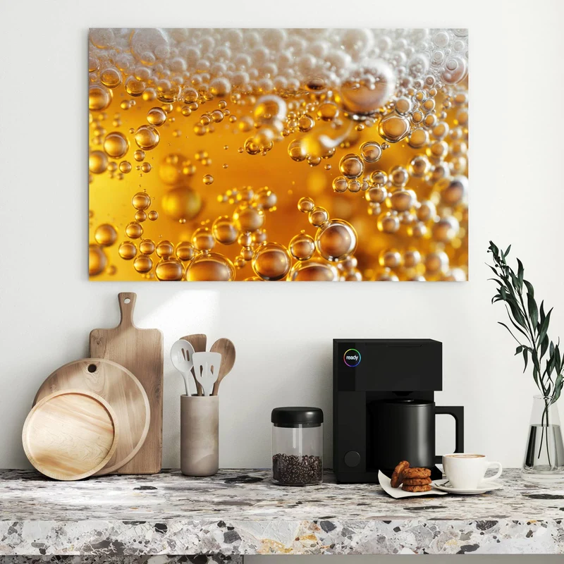 Metall Magnettafel - Goldene Bläschen