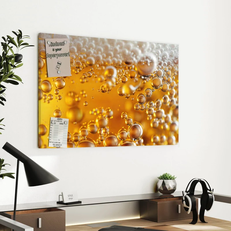 Metall Magnettafel - Goldene Bläschen