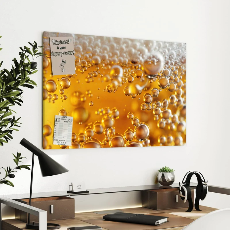 Metall Magnettafel - Goldene Bläschen