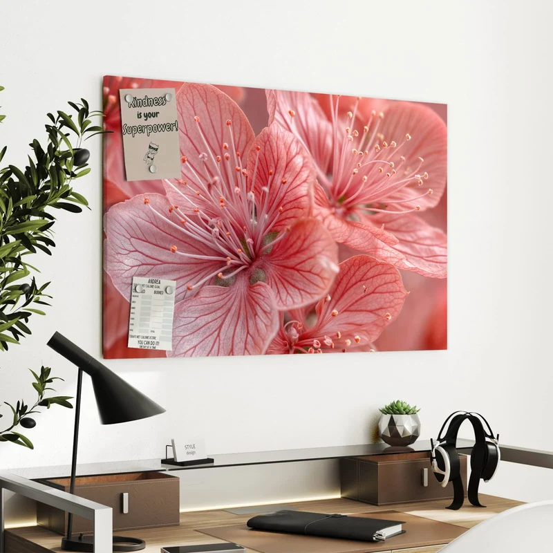 Metall Magnettafel - Korallenrote Blüten