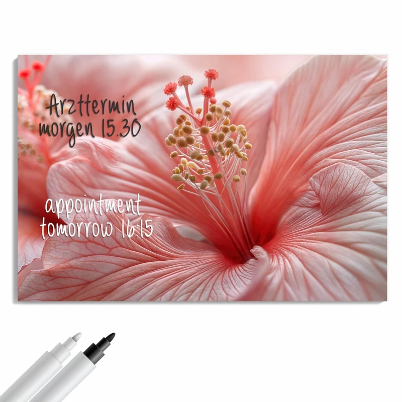Metall Magnettafel - Rosa Hibiskusblüte