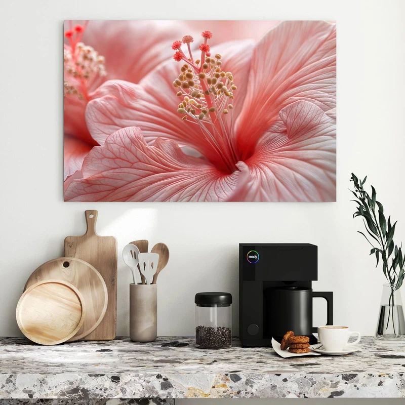Metall Magnettafel - Rosa Hibiskusblüte