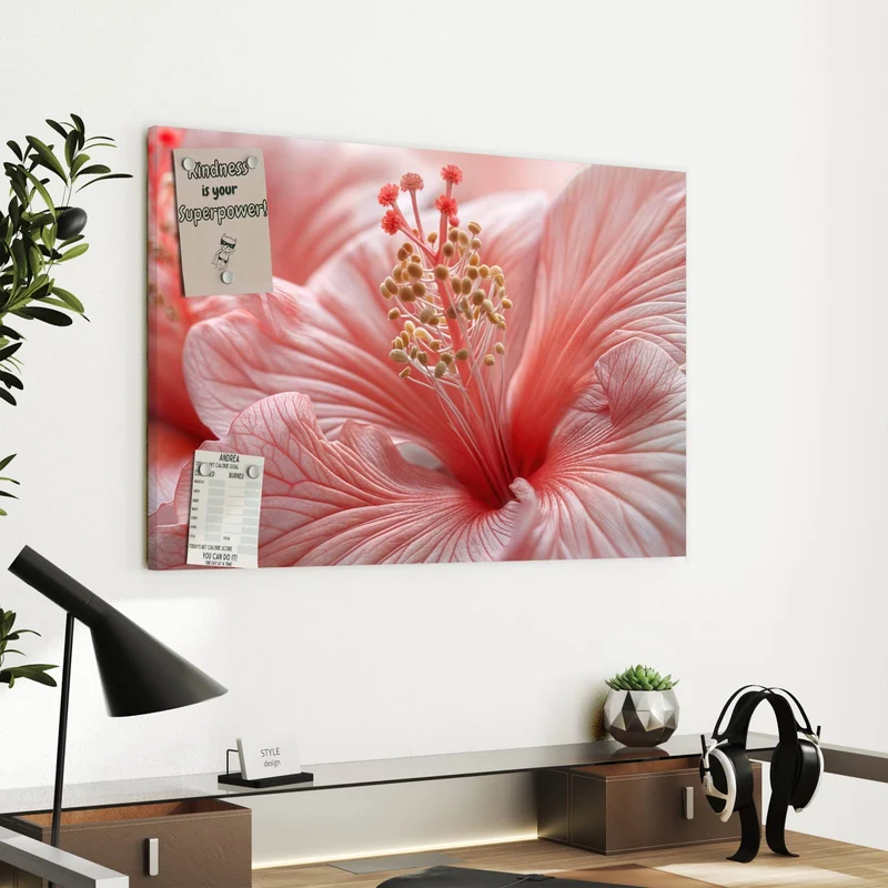 Metall Magnettafel - Rosa Hibiskusblüte