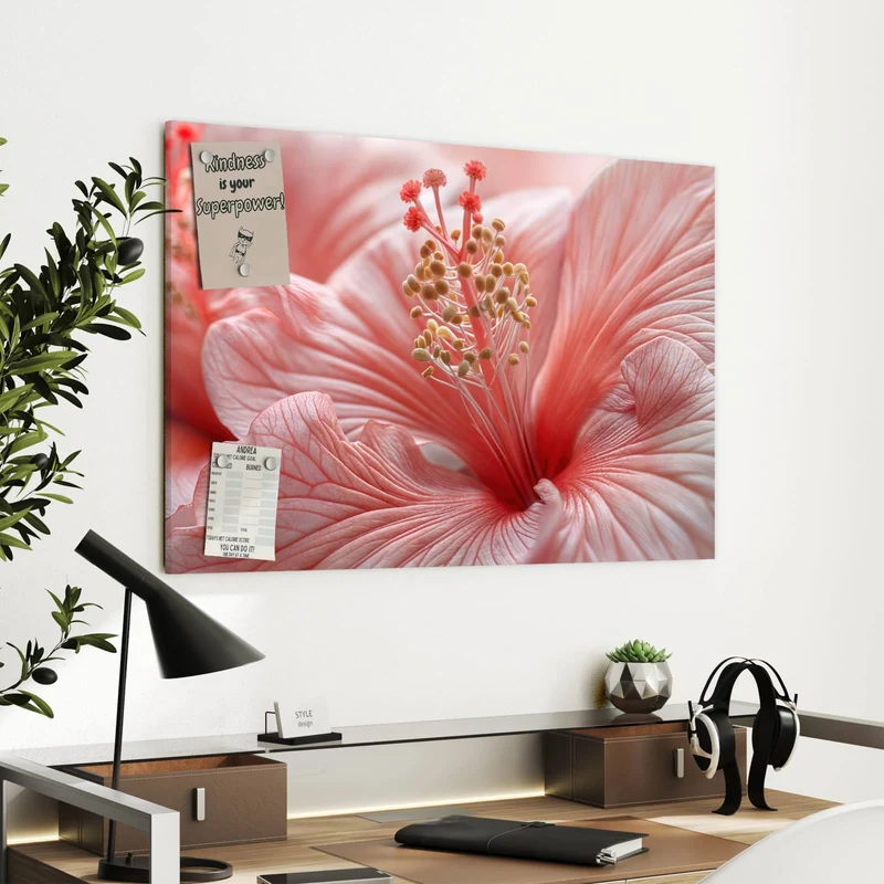 Metall Magnettafel - Rosa Hibiskusblüte