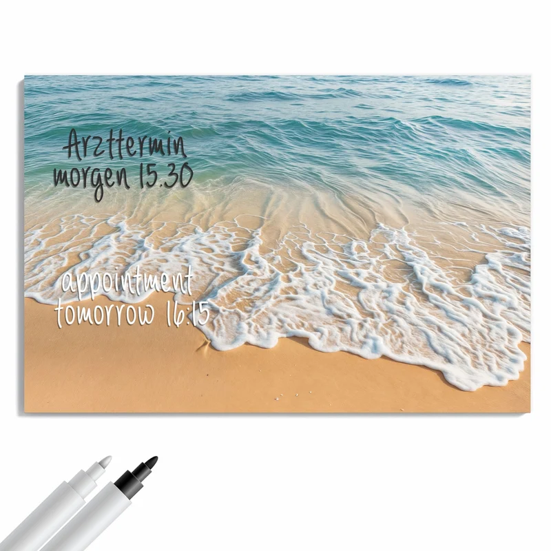 Metall Magnettafel - Wellen am Strand