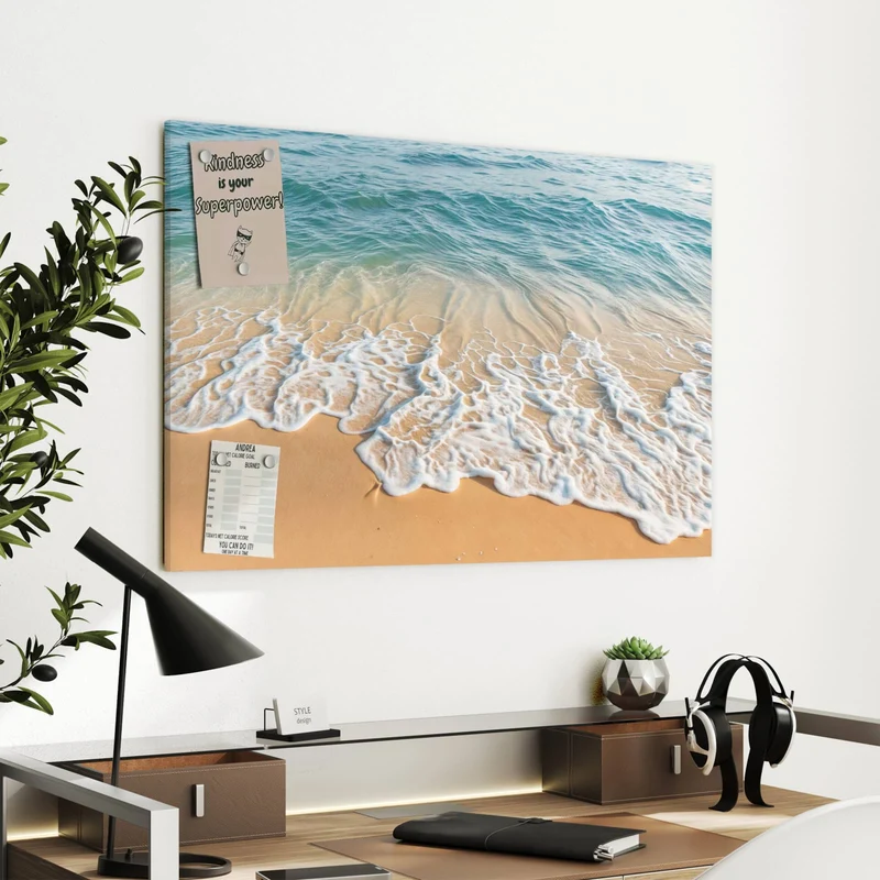 Metall Magnettafel - Wellen am Strand