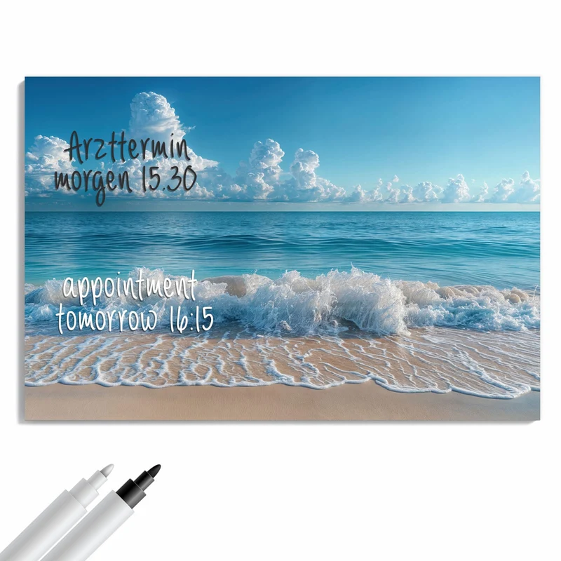 Metall Magnettafel - Brandung unter Wolken