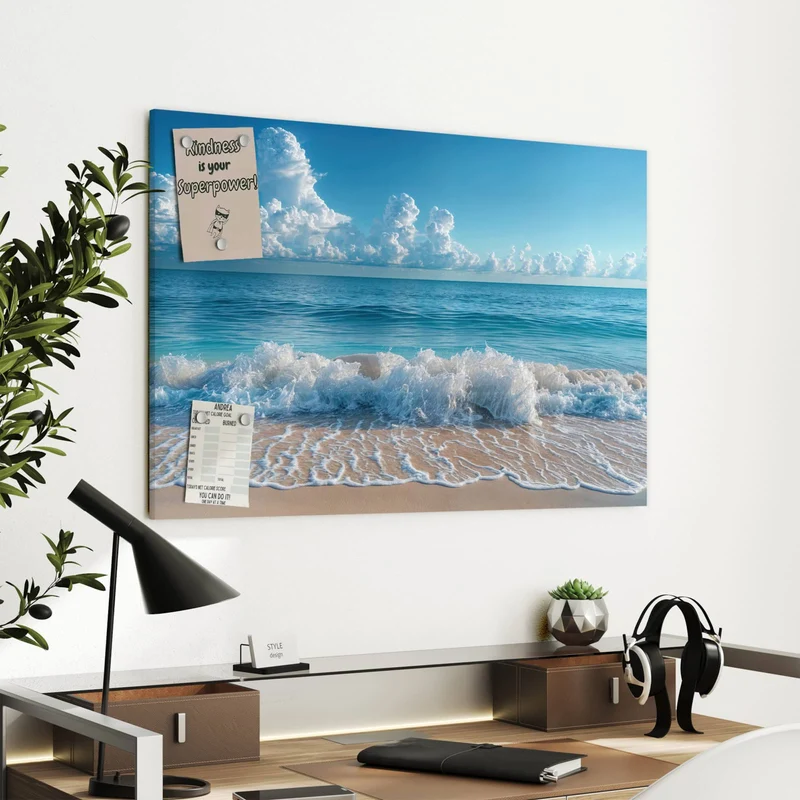 Metall Magnettafel - Brandung unter Wolken